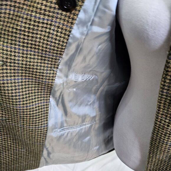 Ann Freedberg Tan Houndstooth Double Breasted Jacket Size P (XS) - Picture 9 of 11